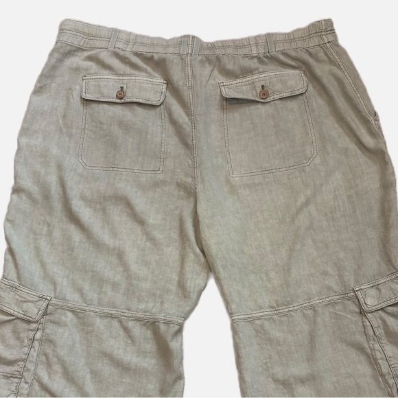 Anthropologie Pilcro Beach Cargo Linen Blend Wide Leg Pants Moss Green 24W Plus - Picture 8 of 15